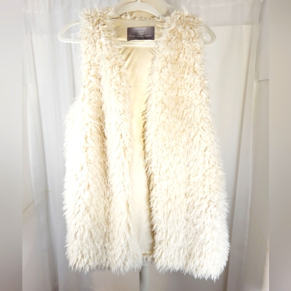 TART COLLECTION Faux Fur Vest Cream Medium M
